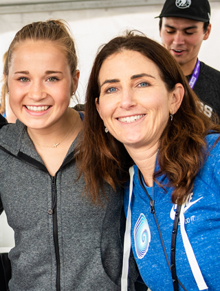 Lisa at the 2019 Tour de Pier with Madison Kocian of UCLA Gymnastics
