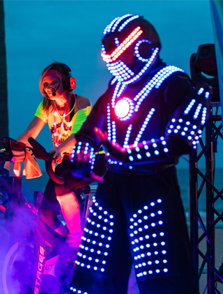 LED Robot on stilts from Ride the Nite 2019